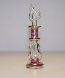 Unique bouteille de parfum en verre soufflé à la main - rose
